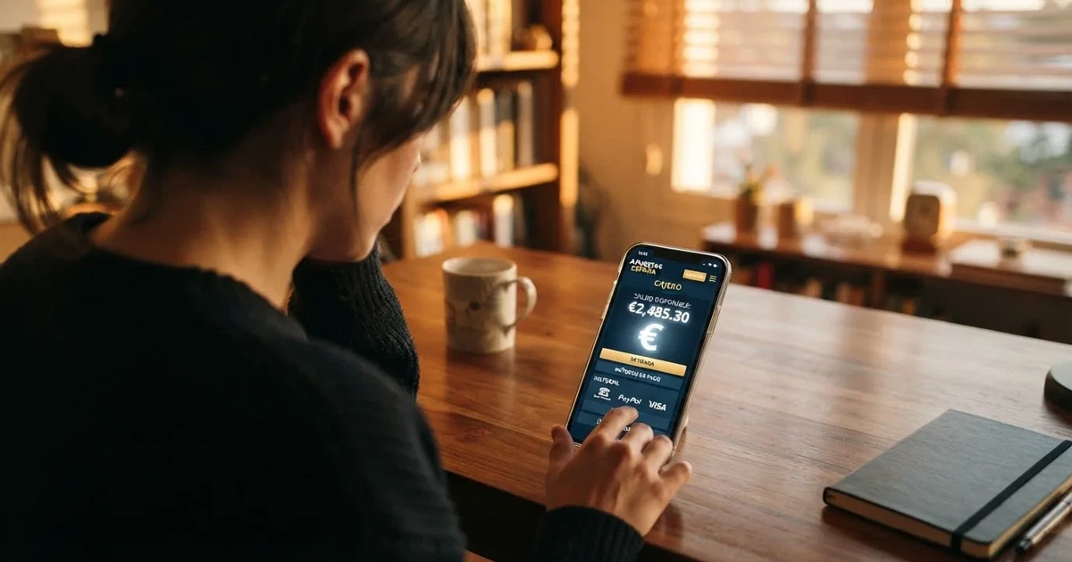Pantalla de la sección de cajero de un casino online español con las opciones de retirada rápida visibles y el saldo en euros