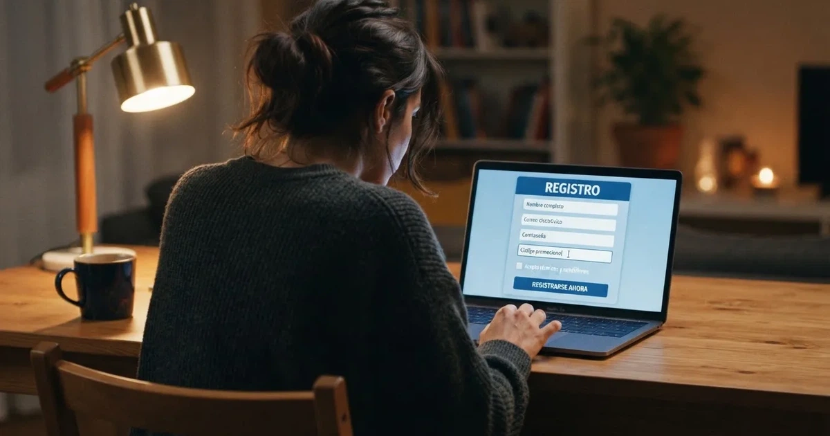 Pantalla de registro en un casino online con licencia DGOJ mostrando el campo donde se introduce un código promocional alfanumérico